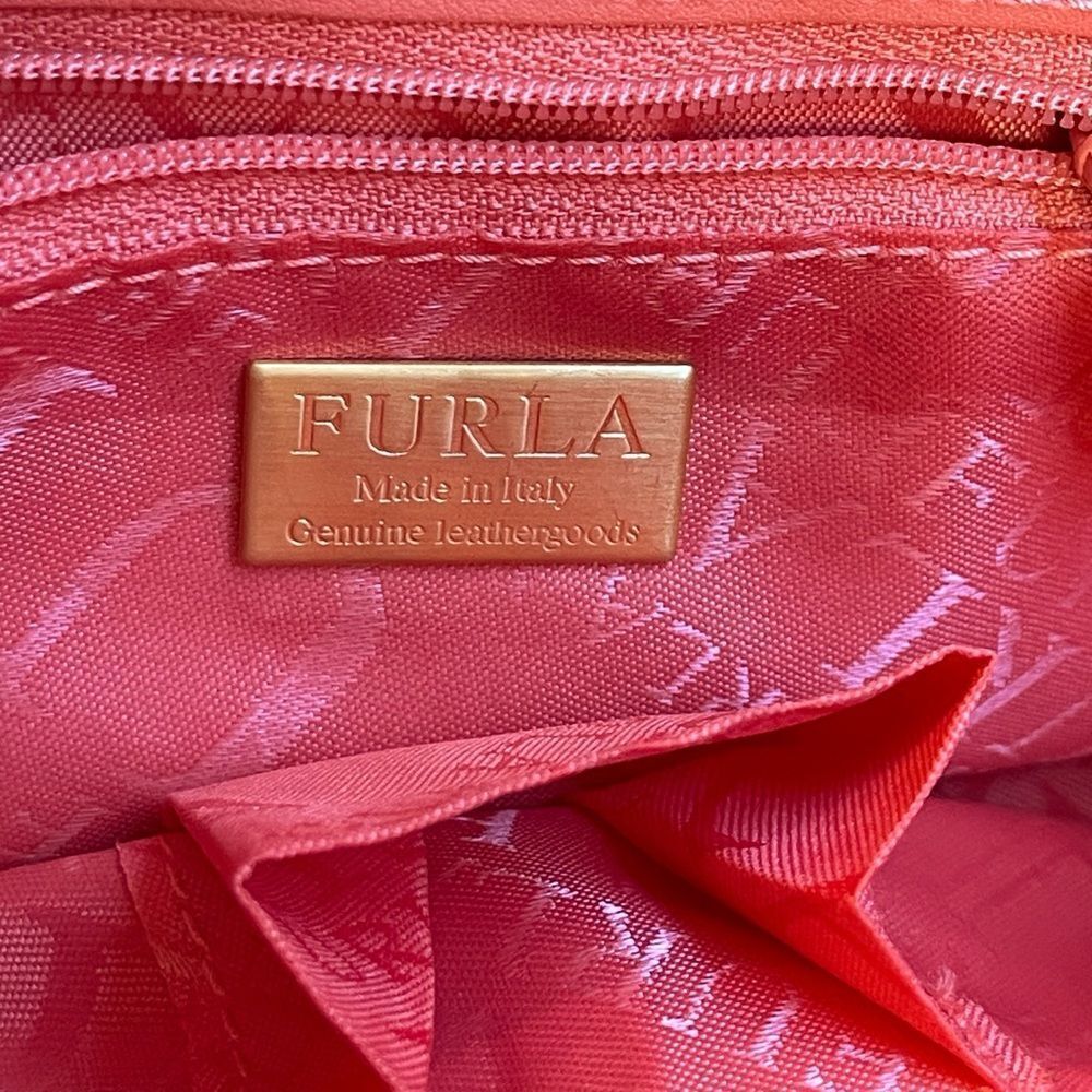 FURLA Coral Pink Leather Top Handle shoulder Tote Bag - Picture 12 of 16
